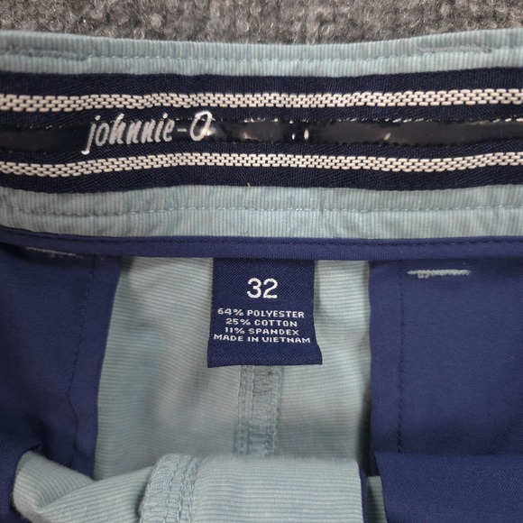 Johnnie-O Shorts Mens 32 Blue Wyatt Chino Performance Stretch Golf Prep Logo - Picture 3 of 10